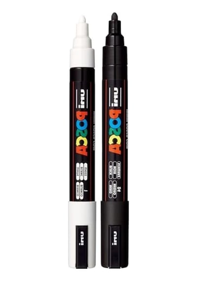 2'li Set 1.8-2.5 Mm Keçe Uçlu Markör Kalem, Uni Markör 103 Ivory