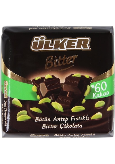 Ülker Bütün Antep Fıstıklı %60 Bitter Çikolata Kare 6 x 70 G