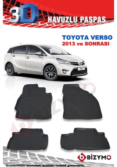 Toyota Uyumlu Verso 2013 Ve Sonrası 3D Paspas Takımı Bizymo