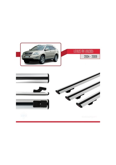 Lexus Rx Xu30 2004-2009 Arası İle Uyumlu Basic Model Ara Atkı Tavan Barı Gri 3 Adet