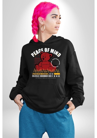 İç Huzur Kadın Erkek Siyah Kapüşonlu Sweatshirt Hoodie Siyah