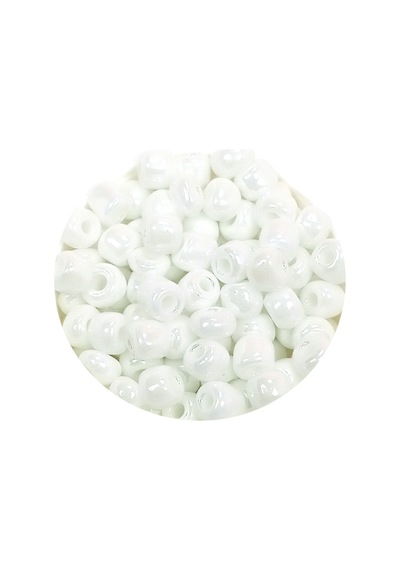 Dökme Cam Kum Boncuk Büyük Boy 6/0 4 Mm - 60 Gram - Kar Beyaz - Bnc109