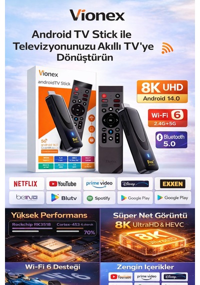 Tv98 Atv Android Tv Stick 2gb Ram 16gb Rom 4k Wifi 5g Bt5.0 Akıllı Tv Çubuğu