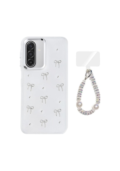 Teleplus Samsung Galaxy A17 Kılıf Polen Desenli El Bilekli Kılıf Gümüş