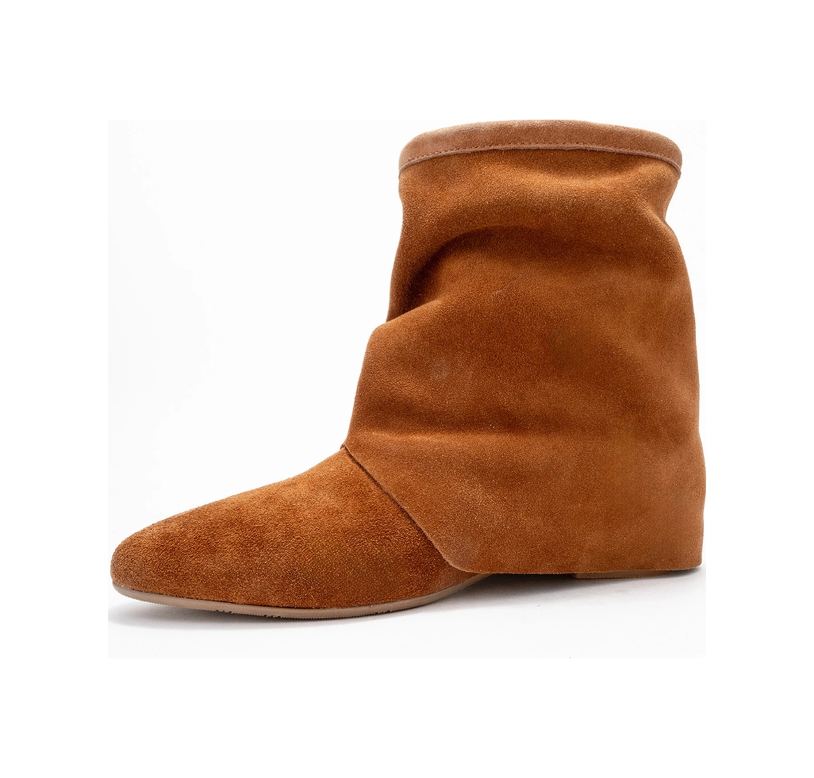 Luvishoes Luvi Shoes Noar Taba Süet Hakiki Deri Büzgülü Fermuarlı Kadın Bot Taba Süet