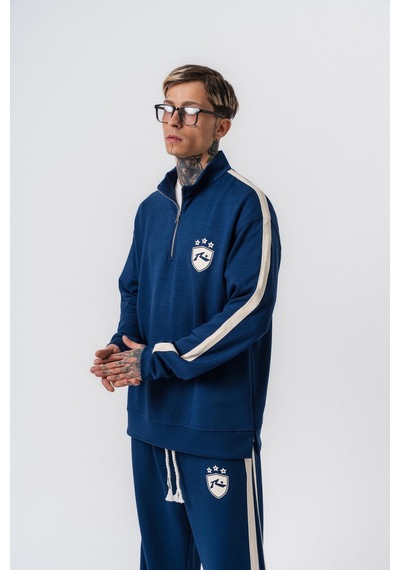 Respire Erkek Şerit Detaylı Yarım Fermuarlı Modal Sweatshirt Lacivert