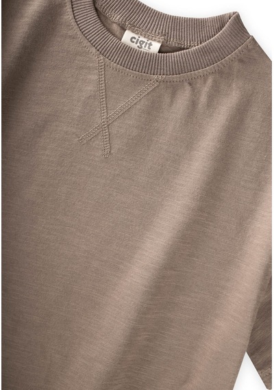 Cigit Oversize T-shirt Takım 2-10 Yaş Vizon