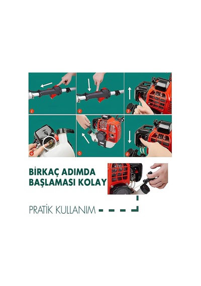Prohummer Ph276 Yan Tipi Benzinli Ot Çalı Çim Biçme Tırpanı - 58cc 11000 Rpm Turuncu