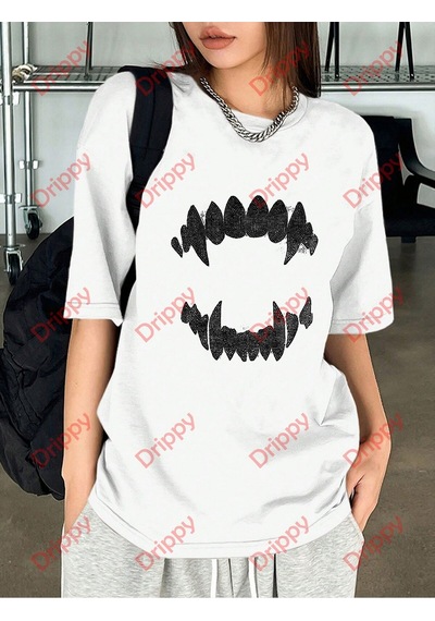 Flood Of Style Unisex Teeth Tshirt Beyaz