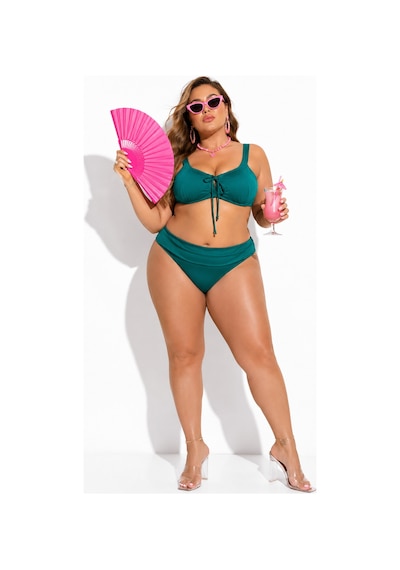 Büyük Beden Sabit Kaplı Telli Desenli Üst Bağcık Detaylı Yüksek Bel Kadın Bikini Takımı Yeşil Büyük Beden Sabit Kaplı Telli Desenli Üst Bağcık Detaylı Yüksek Bel Kadın Bikini Takımı Yeşil