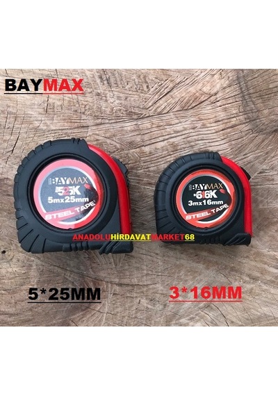 Baymax Çelik Şerit Metre 5 Metre 25 MM 3 Metre Ölçüm Metresi