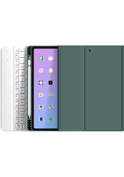 Apple Uyumlu iPad 8. Ve 9. Nesil 2020 /2021 10.2 Inç Tablet Bluetooth Klavyeli Kılıf Türkçe Klavye Kılıf