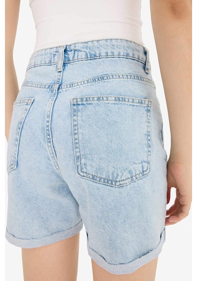 Defacto Boyfriend Yüksek Bel Duble Paça Jean Şort E0934ax25aunm39 Mavi