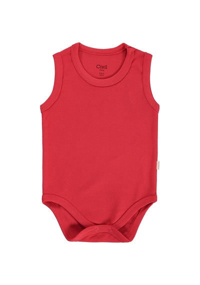 Civil Baby Düz Renkli 3-36 Ay Çıtçıtlı Badi - Kırmızı