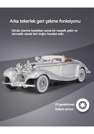 1:24 Mercedes-benz 500k Retro Klasik Alaşım Araba Modeli Gümüş