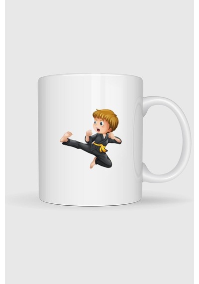 Karate Martial Arts Baskılı Kupa Bardak beyaz