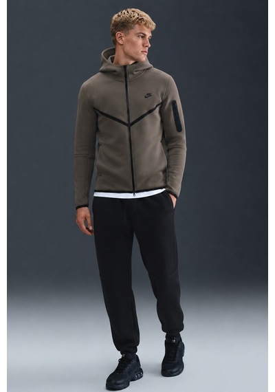 Nike Tech Fleece Full Zip Windrunner Hoodie Kapüşonlu Unisex Sweatshirt Kahverengi