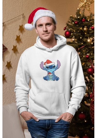 Stitch Yılbaşı Kapşonlu Sweatshirt 001