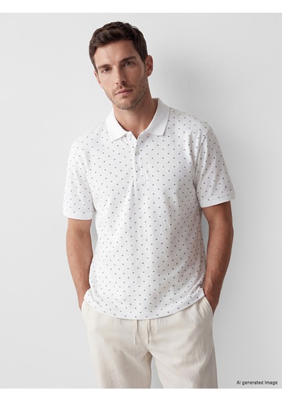 Lcwaıkıkı Classic Beyaz Polo Yaka Desenli Erkek Tişört