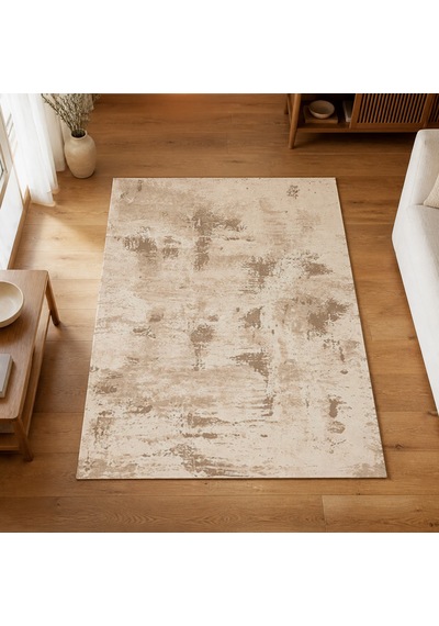 Kartela Halı Nivo Halı Kaymaz Taban Makinede Yıkanabilir Halı Bej - 60 X 90 Cm