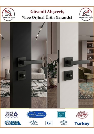 Trendhomm Lama Rozetli İç Kapı Kolu - Mat Siyah - Wc Banyo