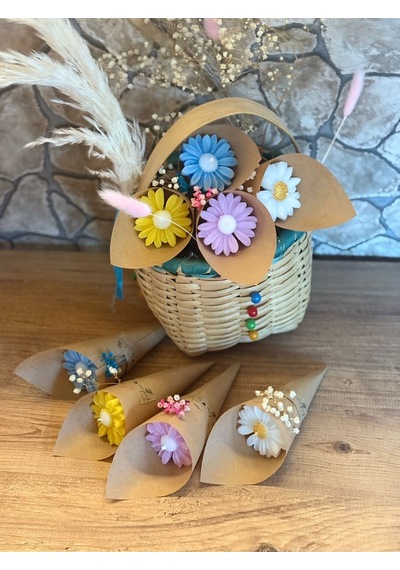 Bernami Vazo Pinterest Kişiye Özel Düğün Nişan Söz Hediyelik Papatya Kokulu Buket Mum Çok Renkli - 10 Adet Diğer