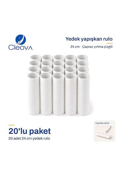 Cleova Tüy Toplama Yedek Rulo 20 Adet ,24 Cm