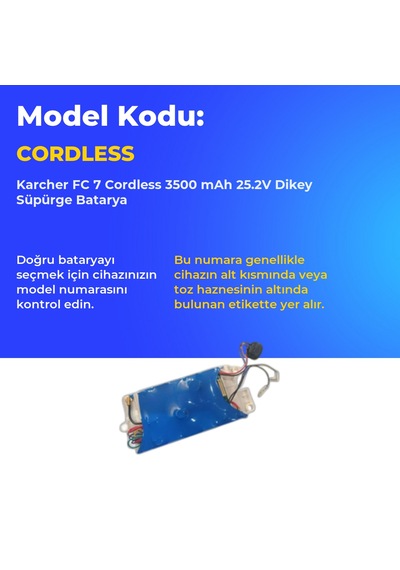 Karcher Fc 7 Cordless 3500 Mah 25.2v Dikey Süpürge Batarya