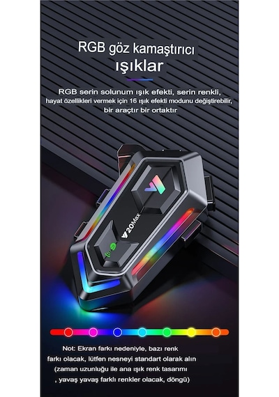 2 Intercom Bağlantılı Rgb Işıklı Bluetooth Motosiklet Kask Kulaklık Bt5.3 Stereo Su Geçirmez