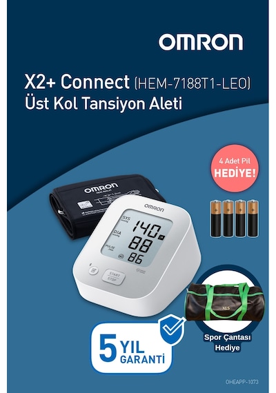 Omron HEM-7188T1-LEO X2+ Connect Üst Koldan Ölçer Dijital Tansiyon Aleti + XLS Çanta