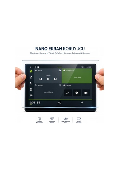 Dacia Sandero Stepway Ekran Koruyucu 10 İnç Multimedya Sadece Ekran Koruyucu