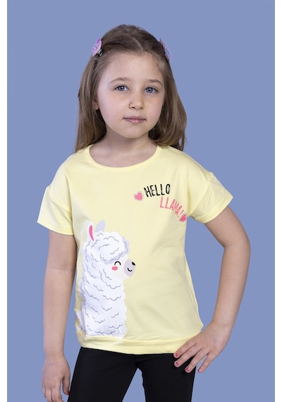 Toontoy Kids Toontoy Kız Çocuk Kuzu Baskılı Tişört Sarı