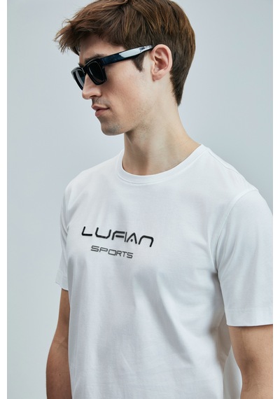 Lufian Erkek Fusıon Modern Grafik T-shirt 111020250 Beyaz Beyaz