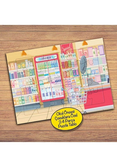 Market Reyonu-yiyecekler 24 Parça Çocuklara Özel Yapboz Tablo-618