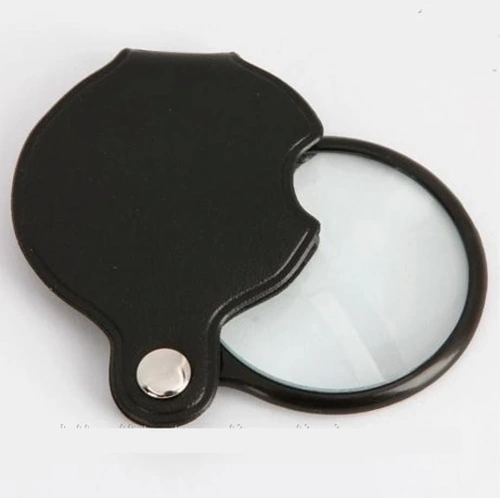 -5x-50mm-mini Büyüteç,cepte Taşınan,optik Lens Katlanabilir Deri Kaplama-xx1051