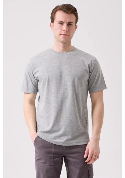 Herba Basic T-shirt - Pamuklu, Nefes Alabilir, Klasik Ve Rahat Kesim Gri Melanj