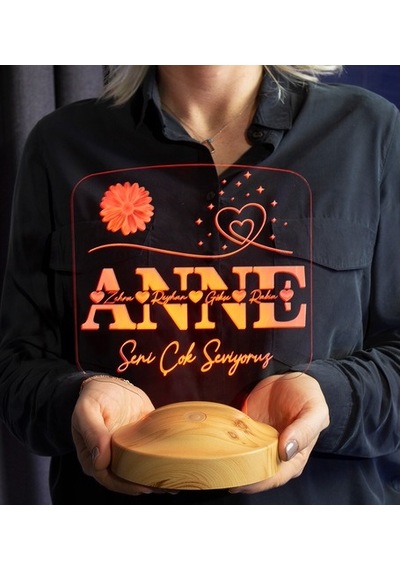 Anneler Günü Hediyesi, Kişiye Özel Anneye Hediye Kare Led Lamba