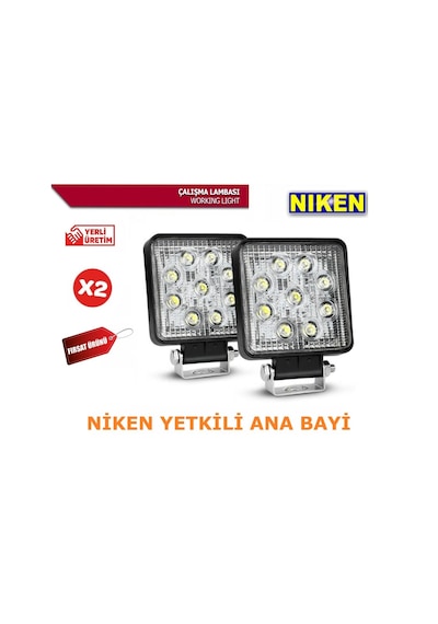 2 Adet Niken 9 Ledli Off Road Sis Lambası Sis Farı 12 Volt 27 Wat
