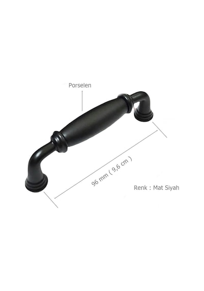 Tomurcuk Porselen Mobilya Dolap Kulp 96 Mm Mat Siyah 5 Li Paket