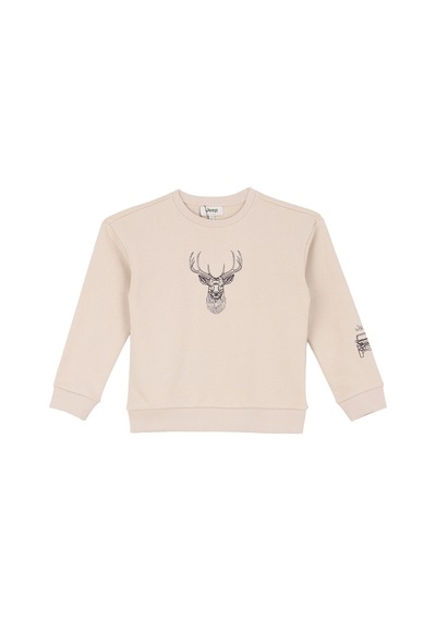 Jeep Ekru Erkek Çocuk Nakışlı Sweatshirt J6wb-swt7733 Bej