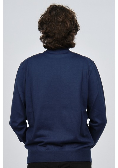 Pave Erkek Yarım Balıkçı Desenli Kazak 4537200 Indigo Indigo İndigo