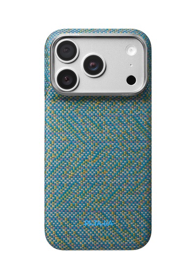 Apple Uyumlu iPhone 18 Pro Max Kılıf M-safe Özellikli Aramid Karbon Fiber Wind Over Wheat Serisi Kapak Mavi