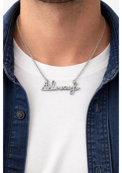 Unisex Silver Renk Deathly Hallows Yazı Figürlü Metal Kolye 60 Cm Çok renkli