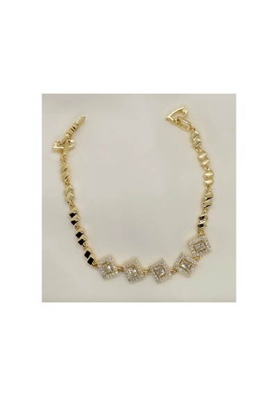 Vivid Gold Baget Taşlı Kare Segment Bileklik Elegant Koleksiyonu Xuping Altın Kaplama