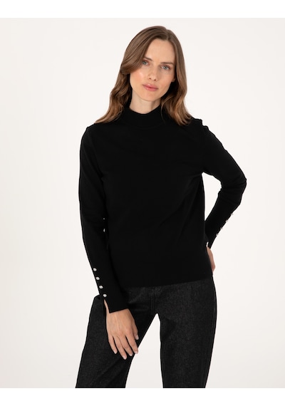 Pierre Cardin Siyah Slim Fit Yarım Balıkçı Basic Kazak 50310887-vr046
