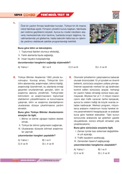 Süper Combo Sosyal Bilgiler 6. Sınıf Soru Bankası