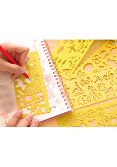 3d Baskı Günlük Nesneler Ve Emoji Çizim Şablonu - Çoklu Desen Kalıbı - Sarı