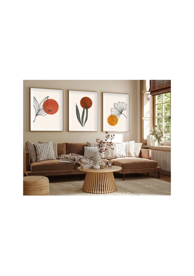 Ahşap Çerçeveli Minimalist 3 Lü Tablo