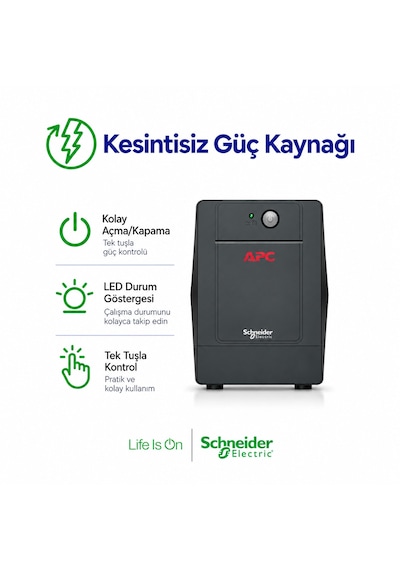 Apc Easy Ups Bvg2200ı-gr 2200va 1200w Line Interactive Avr 4 Schuko Priz Kesintisiz Güç Kaynağı