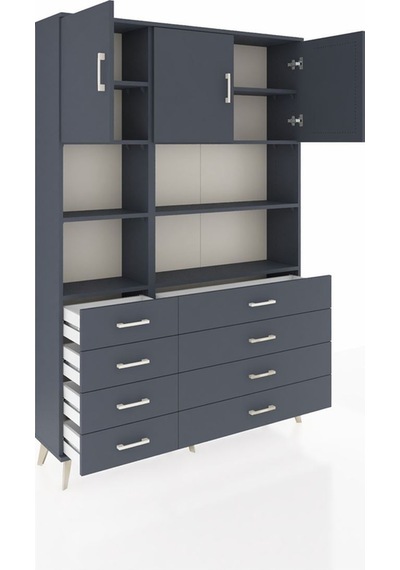 Arges Dolap 8 Raflı 8 Çekmeceli 3 Kapaklı 132x30x195 Antrasit-antrasit/antrasit Antrasıt/antrasıt Arges Dolap 8 Raflı 8 Çekmeceli 3 Kapaklı 132x30x195 Antrasit-antrasit/antrasit Antrasıt/antrasıt